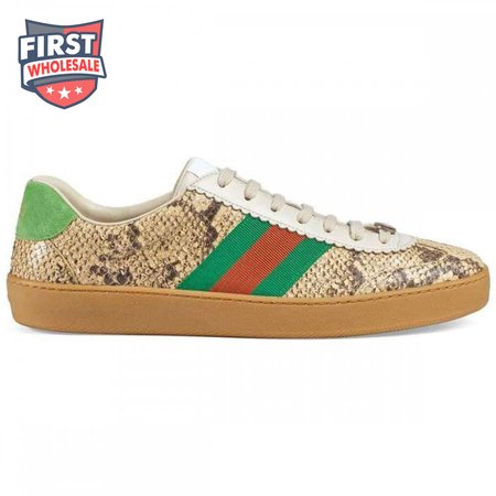 GUCCI MEN'S NATURAL G74 PYTHON TRAINER WITH WEB - GC35
